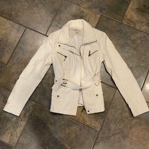 Guess white leather jacket